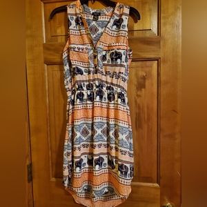 Rue21 Orange tribal print v neck mini dress